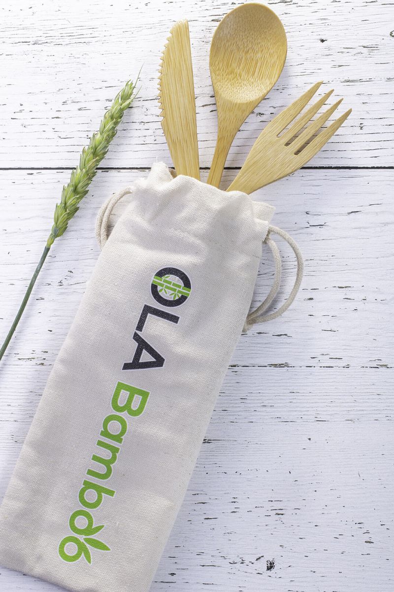 Kit ustensils en bambou réutilisables | OLA Bamboo
